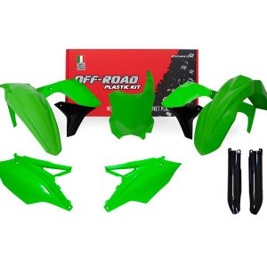 KIT DE PLÁSTICOS KAWASAKI KX VERSIÓN ESTADOUNIDENSE CON PROTECTORES DE HORQUILLA R-TECH