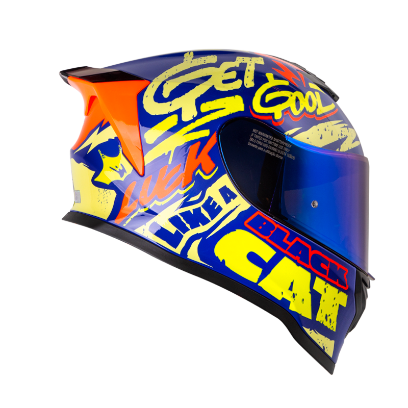 CASCO MOTO HRO 506 BLACK CAT AZ AM.N INTEGRAL NORMA DOT - Imagen 3