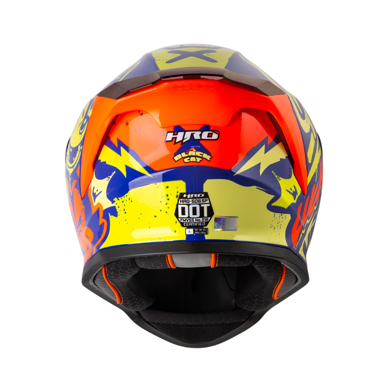 CASCO MOTO HRO 506 BLACK CAT AZ AM.N INTEGRAL NORMA DOT - Imagen 4
